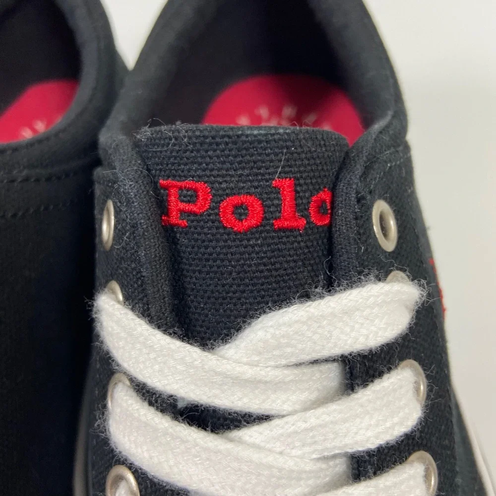 Polo Ralph Lauren Boys 5 Black Canvas Faxon Low Sneaker Pony Logo NWOB Preppy‎